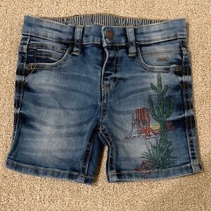 Mayoral Denim Shorts with Cactus Embroidery